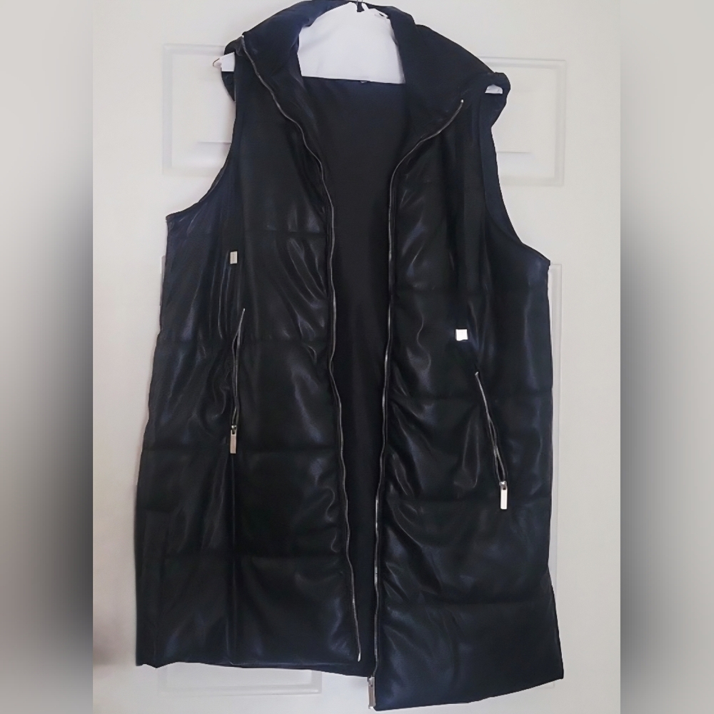 Fashion Nova Faux Leather Chic Puffer Vest -XL